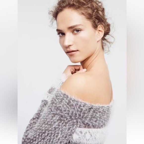 Anthropologie SLEEPING ON SNOW S Sweater FAROE Off Shoulder Soft Fair Isle XS - Picture 3 of 5